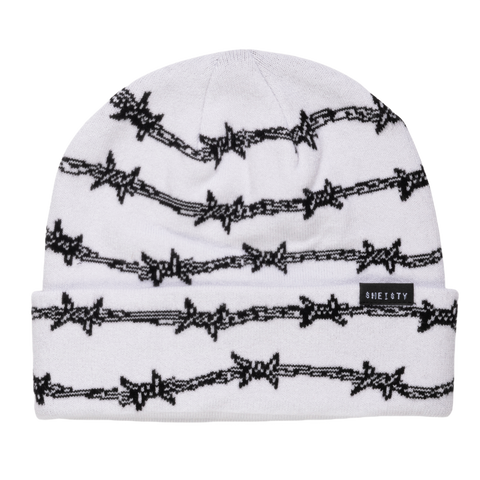 BARBED WIRE WHITE BEANIE