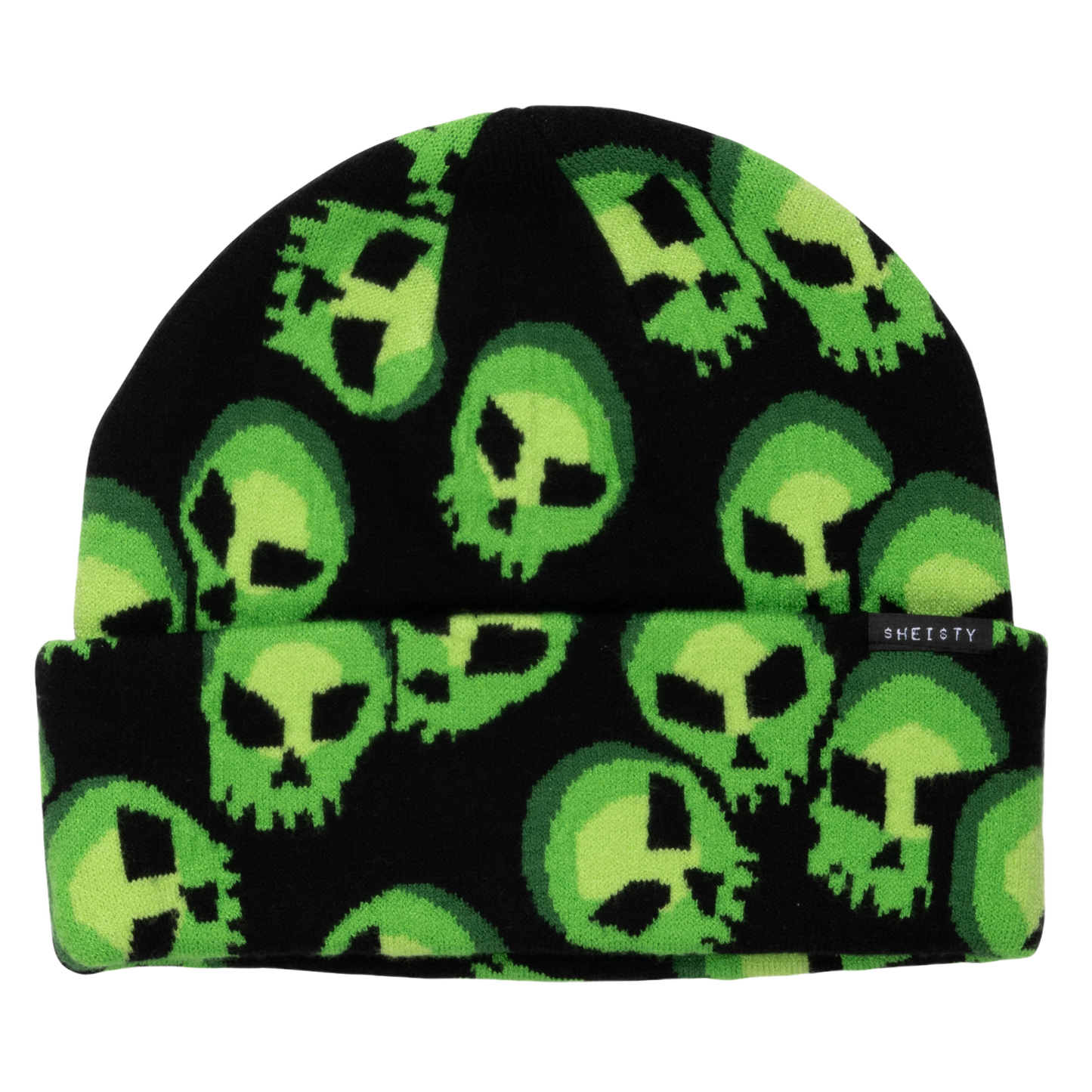 GREEN SKULLS BEANIE