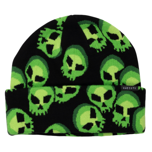 GREEN SKULLS BEANIE